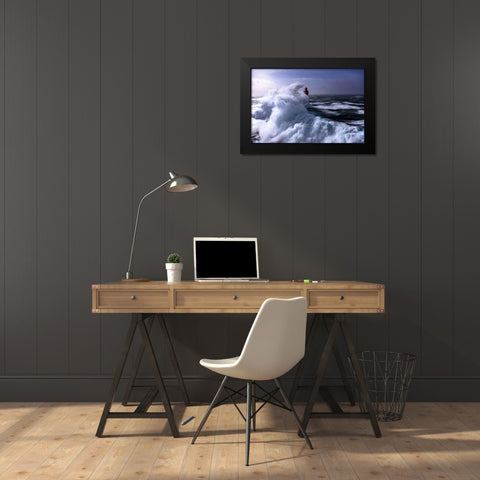 Powerful Waves Black Modern Wood Framed Art Print by Bolokofsky, Ronald