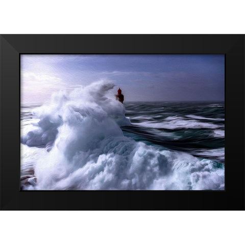 Powerful Waves Black Modern Wood Framed Art Print by Bolokofsky, Ronald