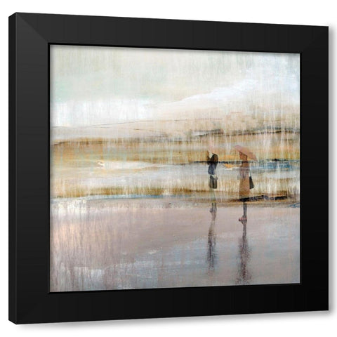 Rainy Day At the Beach Black Modern Wood Framed Art Print by Bolokofsky, Ronald
