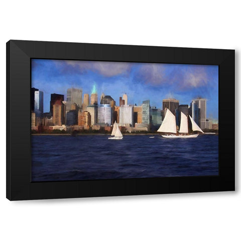 Sailboats Black Modern Wood Framed Art Print with Double Matting by Bolokofsky, Ronald