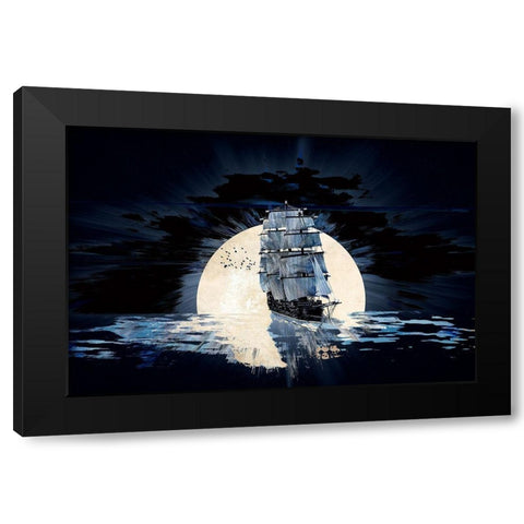 Sailing Into the Night Black Modern Wood Framed Art Print with Double Matting by Bolokofsky, Ronald