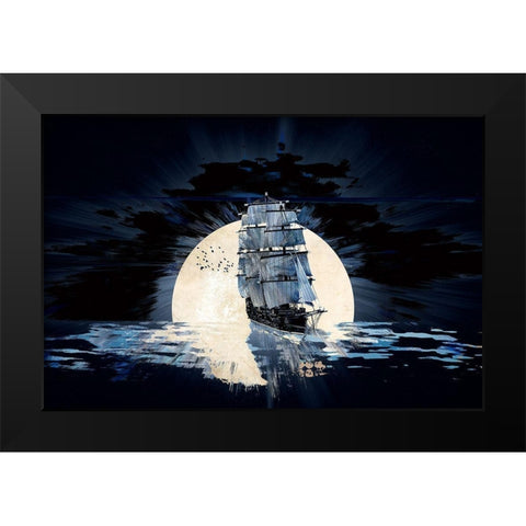 Sailing Into the Night Black Modern Wood Framed Art Print by Bolokofsky, Ronald