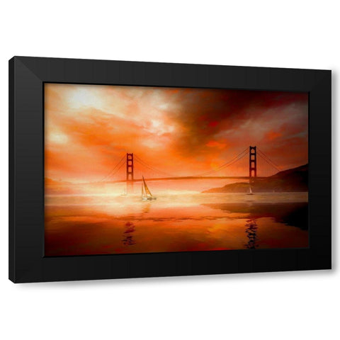 San Francisco Sunset Black Modern Wood Framed Art Print with Double Matting by Bolokofsky, Ronald