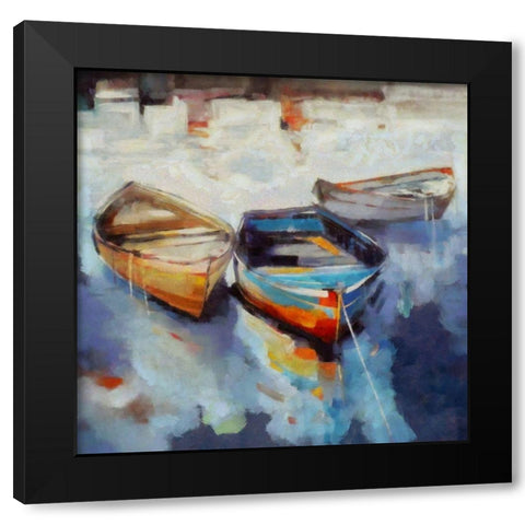 Three Boats Black Modern Wood Framed Art Print by Bolokofsky, Ronald