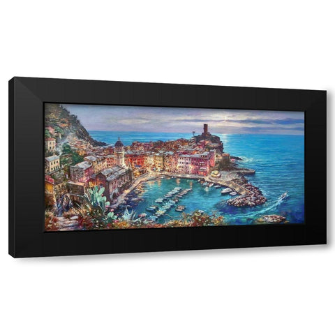 Vernazza View Black Modern Wood Framed Art Print with Double Matting by Bolokofsky, Ronald