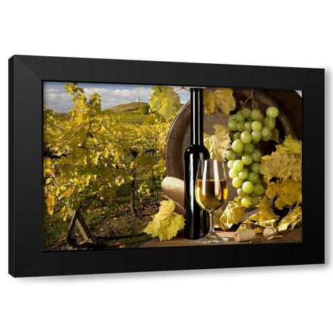 White Wine and Green Grapes Black Modern Wood Framed Art Print with Double Matting by Bolokofsky, Ronald