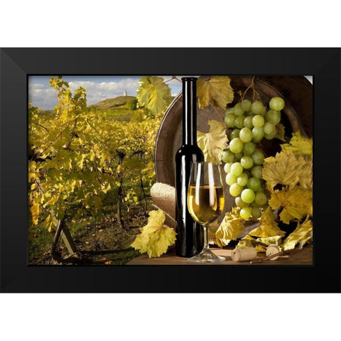 White Wine and Green Grapes Black Modern Wood Framed Art Print by Bolokofsky, Ronald