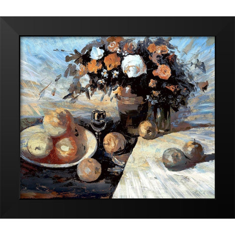 Apples, Flowers and Water II Black Modern Wood Framed Art Print by Bolokofsky, Ronald