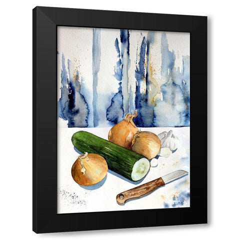 Cutting Up the Veggies Black Modern Wood Framed Art Print with Double Matting by Bolokofsky, Ronald