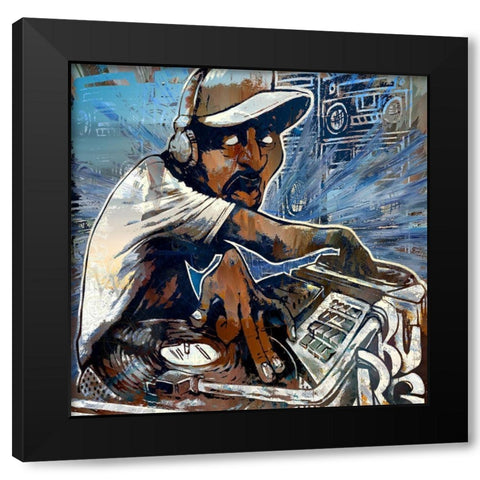 Hey Mr DJ Black Modern Wood Framed Art Print by Bolokofsky, Ronald