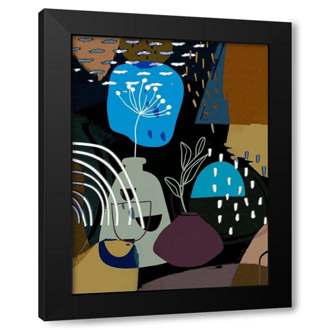 Abstract Boho Composition 655 Black Modern Wood Framed Art Print with Double Matting by Bolokofsky, Ronald