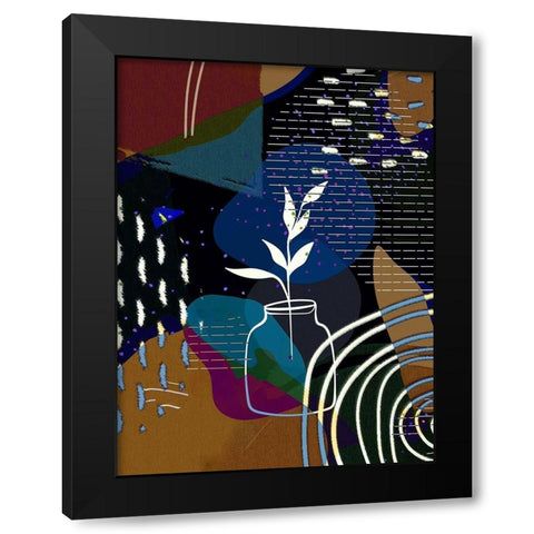 Abstract Boho Composition 657 Black Modern Wood Framed Art Print with Double Matting by Bolokofsky, Ronald