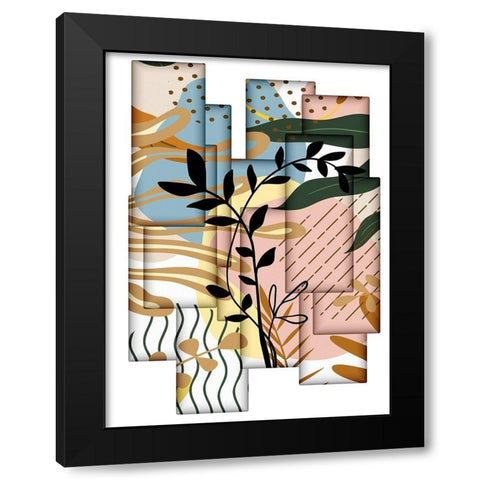 Abstract Collage 333 Black Modern Wood Framed Art Print with Double Matting by Bolokofsky, Ronald