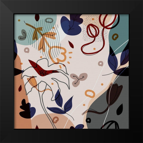 Abstract Flowers 154 Black Modern Wood Framed Art Print by Bolokofsky, Ronald