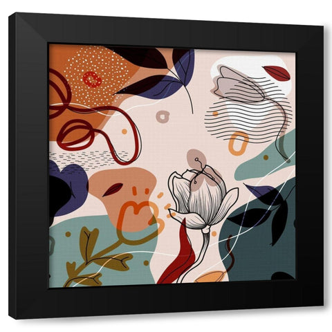 Abstract Flowers 156 Black Modern Wood Framed Art Print by Bolokofsky, Ronald