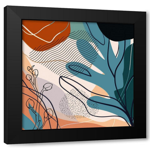 Abstract Flowers 255 Black Modern Wood Framed Art Print with Double Matting by Bolokofsky, Ronald