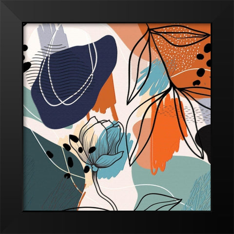 Abstract Flowers 256 Black Modern Wood Framed Art Print by Bolokofsky, Ronald