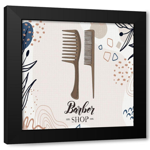 Barber Shop 53 Black Modern Wood Framed Art Print with Double Matting by Bolokofsky, Ronald