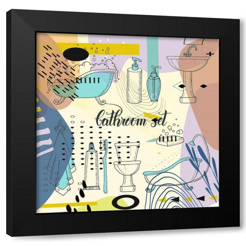 Bathroom Set Black Modern Wood Framed Art Print by Bolokofsky, Ronald