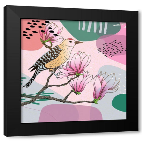 Bird On A Branch 110 Black Modern Wood Framed Art Print with Double Matting by Bolokofsky, Ronald