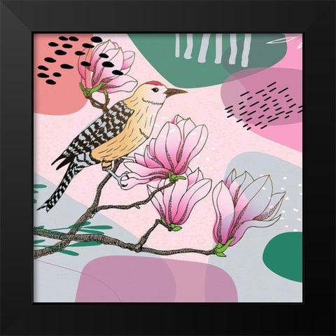 Bird On A Branch 110 Black Modern Wood Framed Art Print by Bolokofsky, Ronald