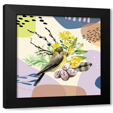 Bird On A Branch 125 Black Modern Wood Framed Art Print with Double Matting by Bolokofsky, Ronald