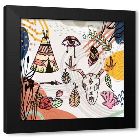 Boho Elements Collage 256 Black Modern Wood Framed Art Print with Double Matting by Bolokofsky, Ronald