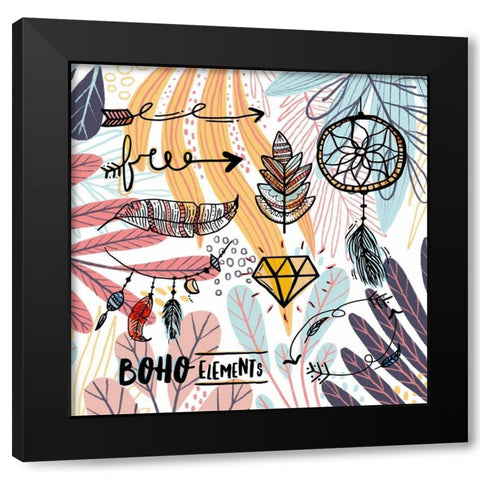 Boho Elements Collage 785 Black Modern Wood Framed Art Print by Bolokofsky, Ronald