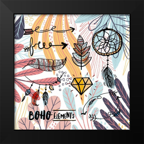 Boho Elements Collage 785 Black Modern Wood Framed Art Print by Bolokofsky, Ronald