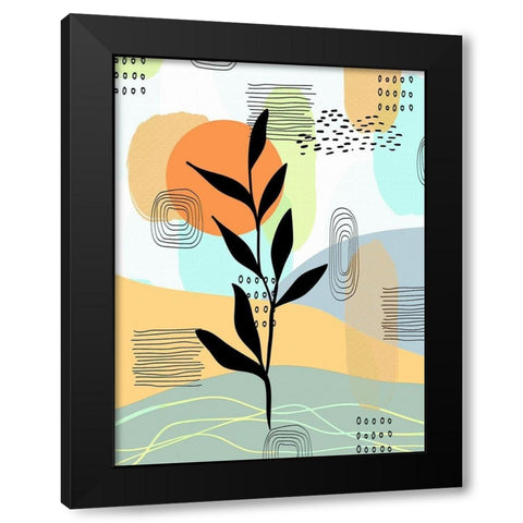 Botanical Abstract 334 Black Modern Wood Framed Art Print with Double Matting by Bolokofsky, Ronald