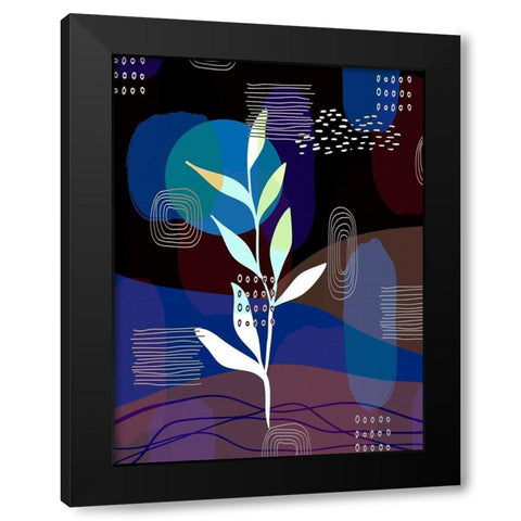 Botanical Abstract 434 Black Modern Wood Framed Art Print with Double Matting by Bolokofsky, Ronald