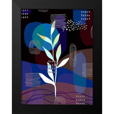 Botanical Abstract 434 Black Modern Wood Framed Art Print by Bolokofsky, Ronald