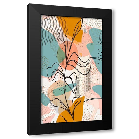 Botanical Abstract 1303 Black Modern Wood Framed Art Print with Double Matting by Bolokofsky, Ronald