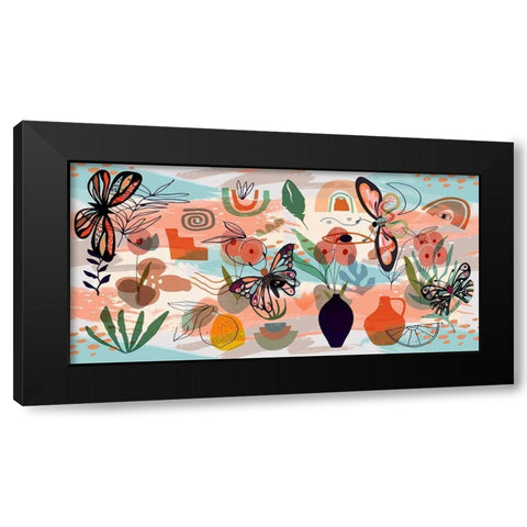 Butterfly Collage 107 Black Modern Wood Framed Art Print by Bolokofsky, Ronald