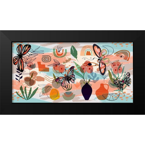 Butterfly Collage 107 Black Modern Wood Framed Art Print by Bolokofsky, Ronald