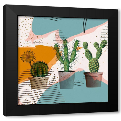 Cactus Party I Black Modern Wood Framed Art Print by Bolokofsky, Ronald