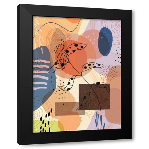 Floral Abstract 301 Black Modern Wood Framed Art Print with Double Matting by Bolokofsky, Ronald