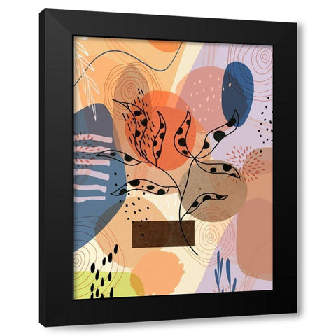 Floral Abstract 302 Black Modern Wood Framed Art Print with Double Matting by Bolokofsky, Ronald