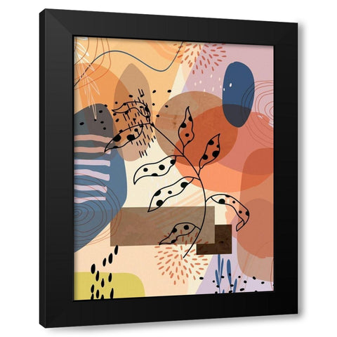 Floral Abstract 303 Black Modern Wood Framed Art Print with Double Matting by Bolokofsky, Ronald