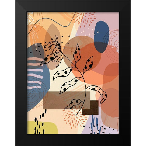 Floral Abstract 303 Black Modern Wood Framed Art Print by Bolokofsky, Ronald