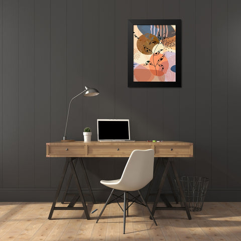 Floral Abstract 304 Black Modern Wood Framed Art Print by Bolokofsky, Ronald