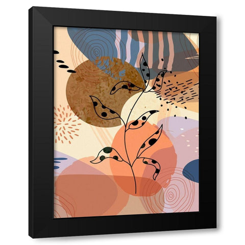 Floral Abstract 304 Black Modern Wood Framed Art Print with Double Matting by Bolokofsky, Ronald