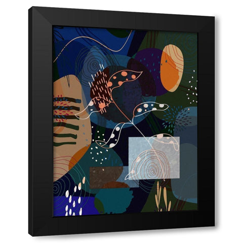 Floral Abstract 401 Black Modern Wood Framed Art Print with Double Matting by Bolokofsky, Ronald