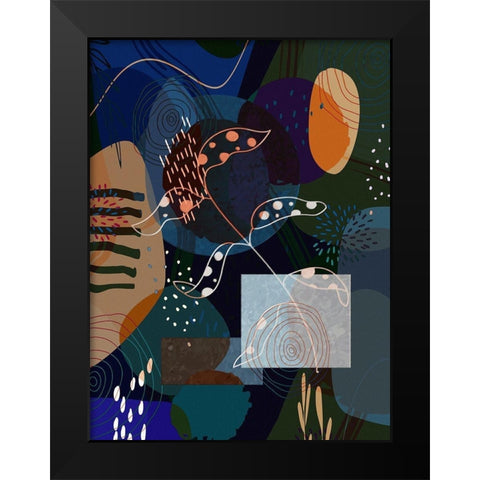 Floral Abstract 401 Black Modern Wood Framed Art Print by Bolokofsky, Ronald
