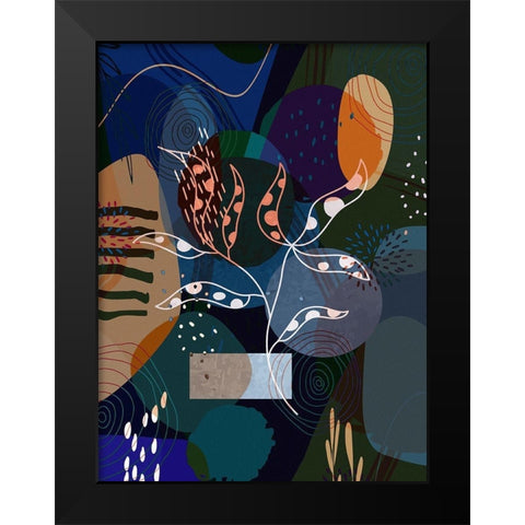 Floral Abstract 402 Black Modern Wood Framed Art Print by Bolokofsky, Ronald