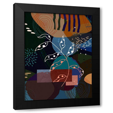 Floral Abstract 403 Black Modern Wood Framed Art Print with Double Matting by Bolokofsky, Ronald