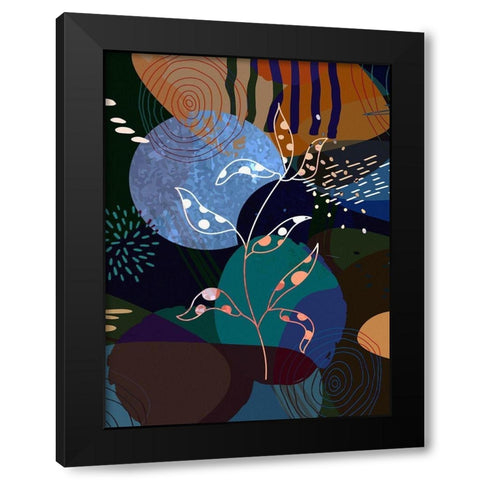 Floral Abstract 404 Black Modern Wood Framed Art Print with Double Matting by Bolokofsky, Ronald