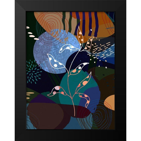 Floral Abstract 404 Black Modern Wood Framed Art Print by Bolokofsky, Ronald