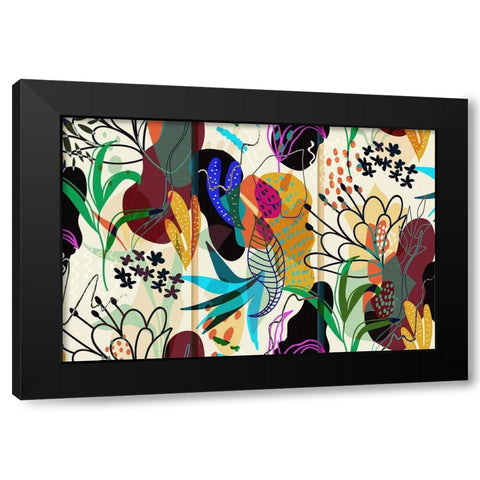 Floral Collage I Black Modern Wood Framed Art Print with Double Matting by Bolokofsky, Ronald