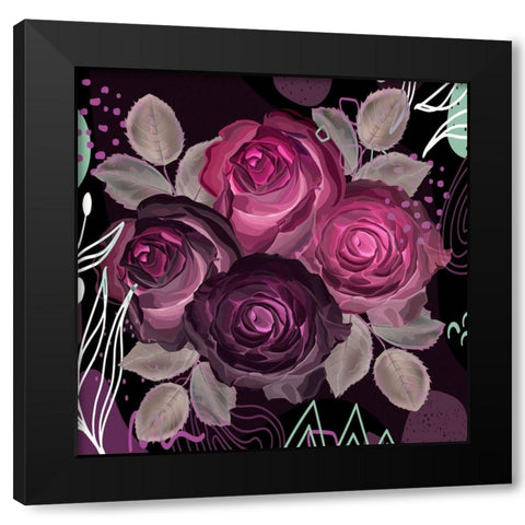 Garden Silk 480 Black Modern Wood Framed Art Print with Double Matting by Bolokofsky, Ronald